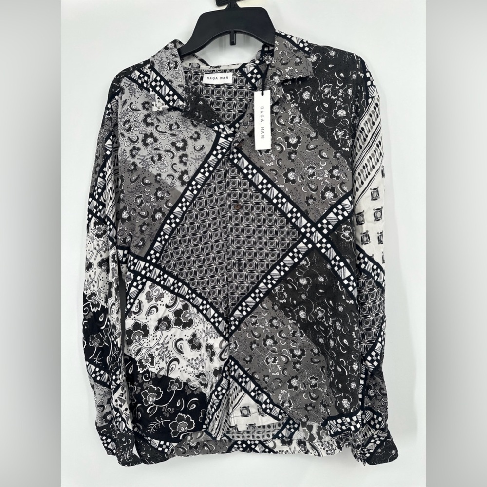 Raga Man Blocked Long Sleeve Shirt size M NEW